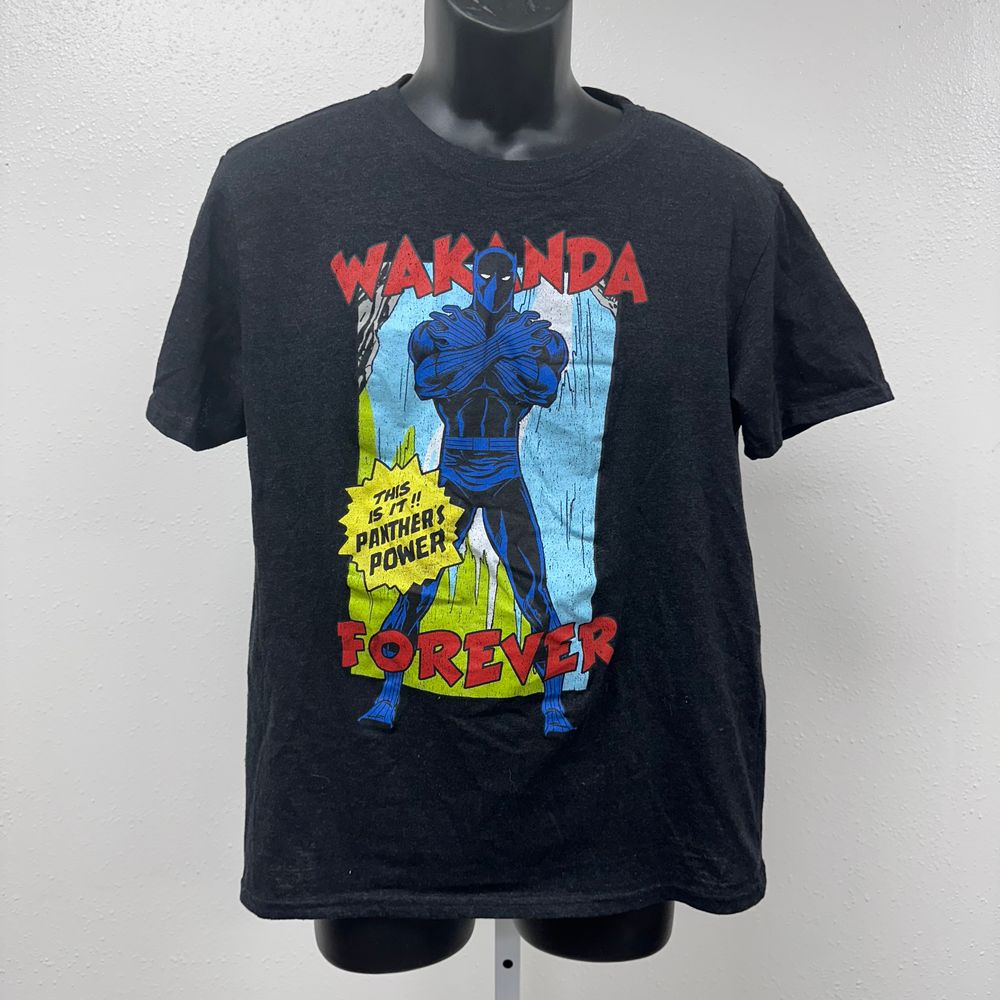 Marvel Black Panther Wakanda Forever Black T Shirt Size Large
